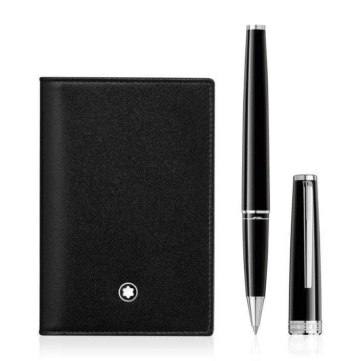Conjunto com PIX Black Rollerball e Porta-Cartões Meisterstück