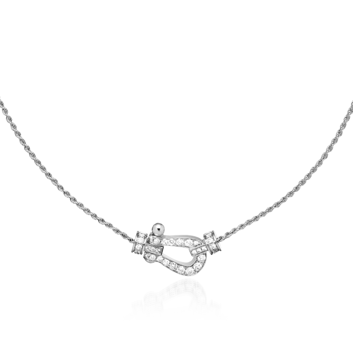 Colar Fred Force 10 Pequeno Ouro Branco E Diamantes