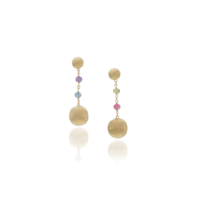 Brincos Marco Bicego Africa Ouro Amarelo E Pedras Precisosas Multicoloridas