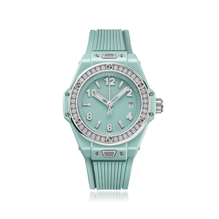 Big Bang One Click Mint Green Ceramic Diamonds